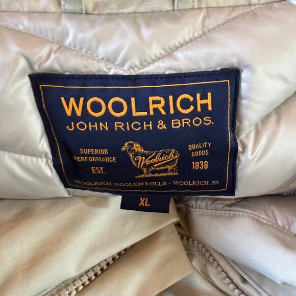 Woolrich Duck Down Puffer Jacket Womens Size‎ XL Cream Hooded Zip Up Pockets - Picture 10 of 16